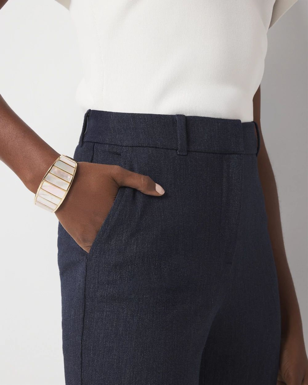 Elle Slim Denim-Look Ankle Pant | White House Black Market